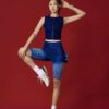 Women's Denim-Look Gradient 2-Piece Workout Set