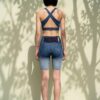 Women's Denim-Textured Workout Set with Pockets