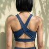Women's Denim-Textured Workout Set with Pockets